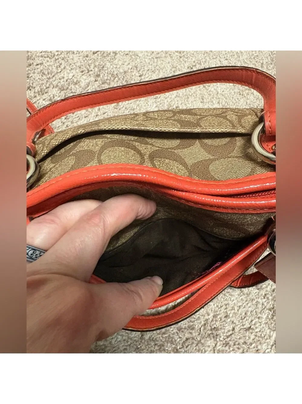 Coach Peyton bag shoulder tote crossbody purse 2012 brown orange clean authentic